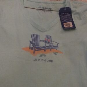 Life is Good Mint Green Graphic Tee